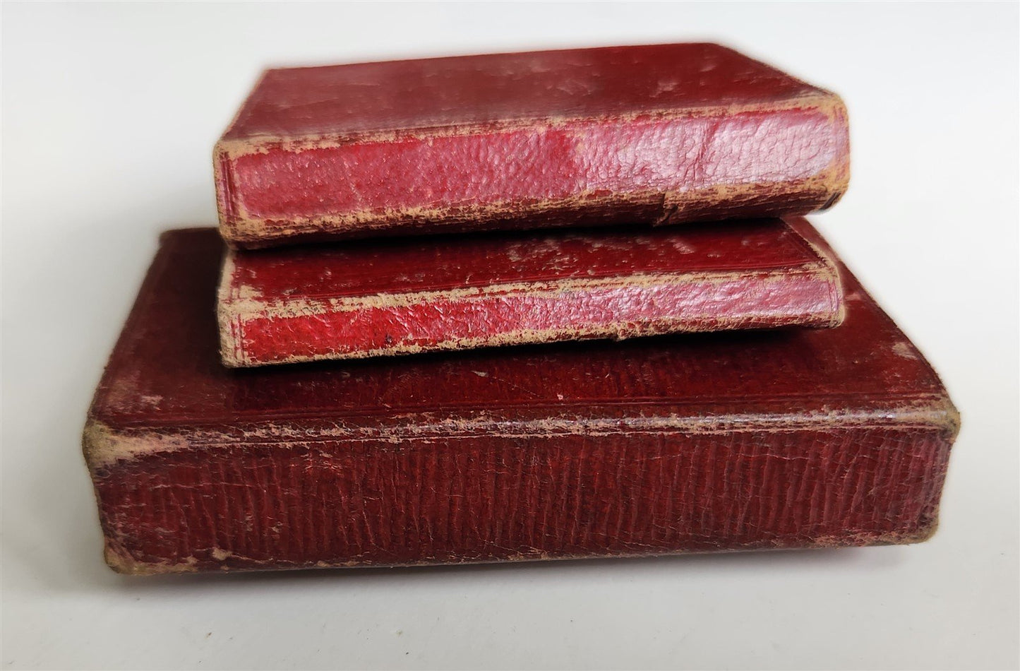 1814-1822 BIBLE in ENGLISH 3 vols. lot WALLET STYLE antique MINIATURE