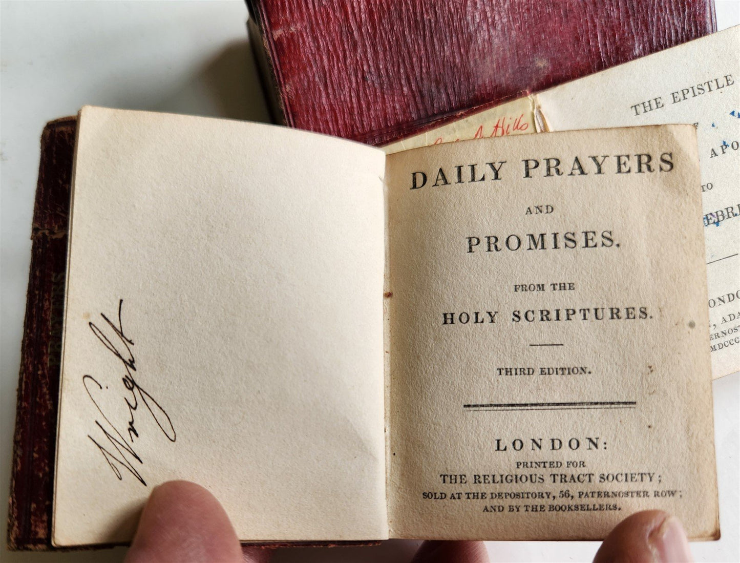 1814-1822 BIBLE in ENGLISH 3 vols. lot WALLET STYLE antique MINIATURE