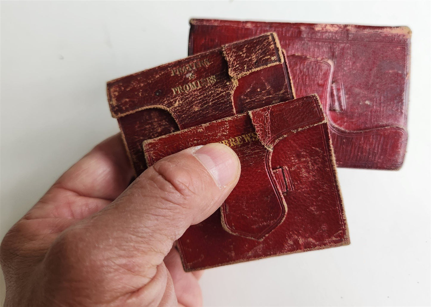 1814-1822 BIBLE in ENGLISH 3 vols. lot WALLET STYLE antique MINIATURE
