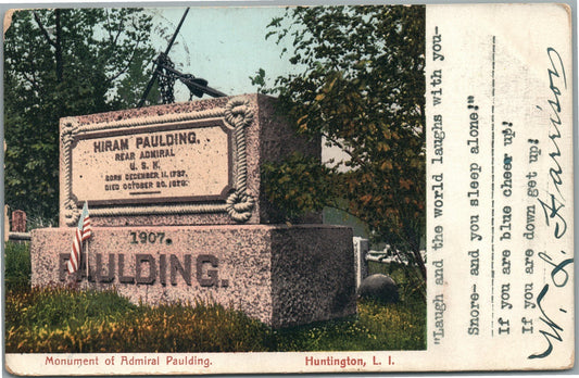 HUNTINGTON LI NY CEMETERY HIRAM PAULDING REAR ADMIRAL USN GRAVE ANTIQUE POSTCARD