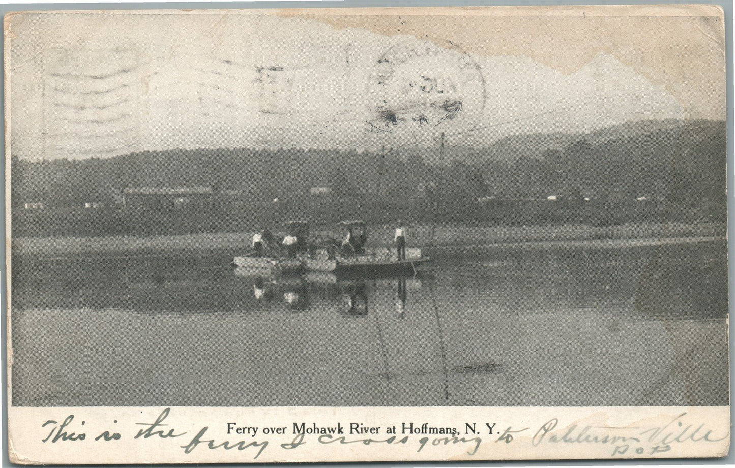 HOFFMANS NY FERRY OVER MOHAWK RIVER ANTIQUE POSTCARD