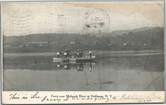 HOFFMANS NY FERRY OVER MOHAWK RIVER ANTIQUE POSTCARD
