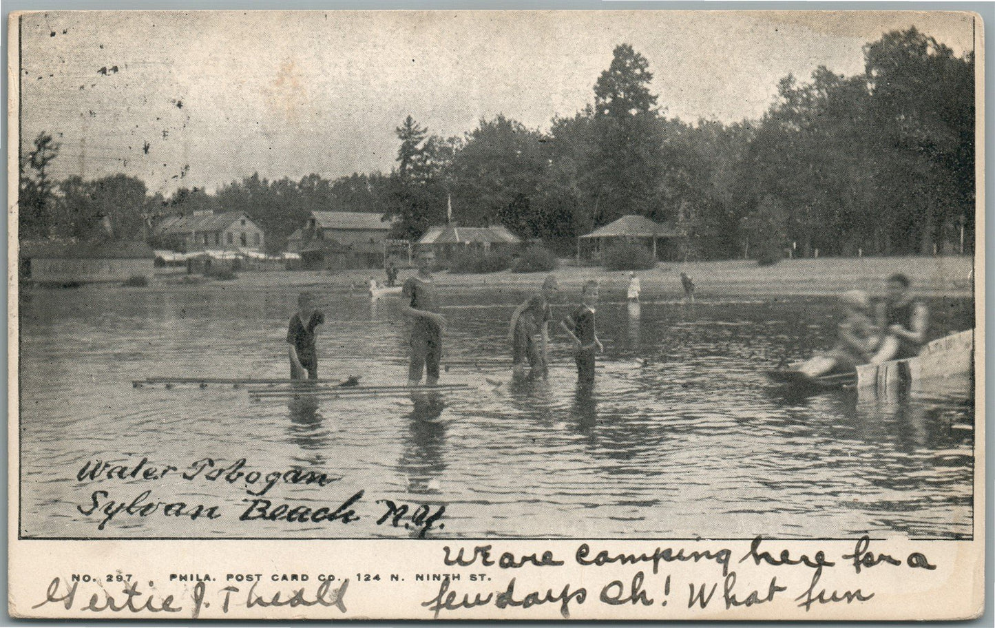 SYLVAN BEACH NY WATER TOBOGAN ANTIQUE POSTCARD