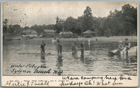 SYLVAN BEACH NY WATER TOBOGAN ANTIQUE POSTCARD