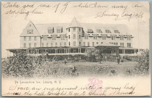 LIBERTY NY YE LANCASHIRE INN ANTIQUE POSTCARD