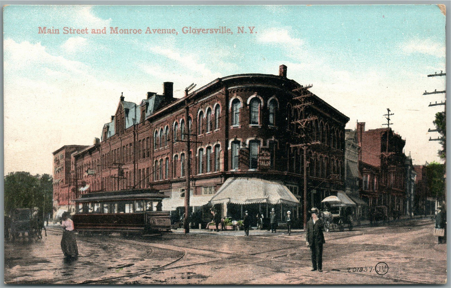 GLOVERSVILLE NY MAIN STREET & MONROE AVENUE ANTIQUE POSTCARD