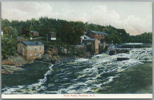 AUSABLE NY ALICE FALLS ANTIQUE POSTCARD