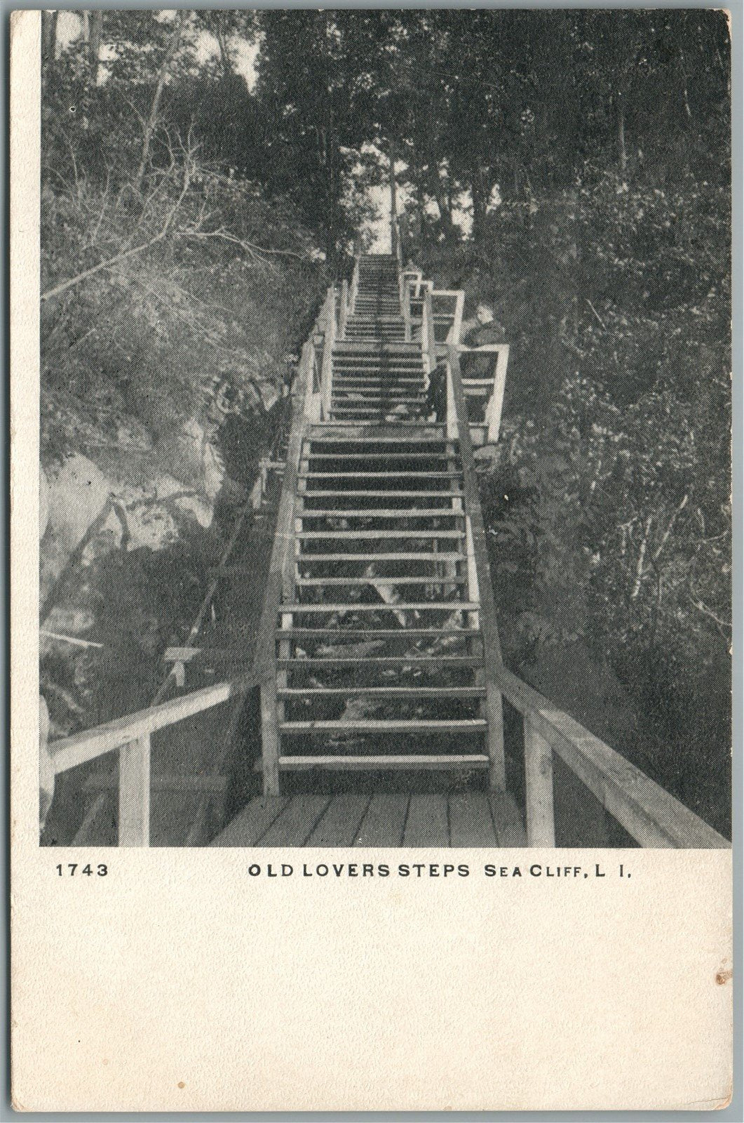 SEA CLIFF LI NY OLD LOVERS STEPS ANTIQUE POSTCARD