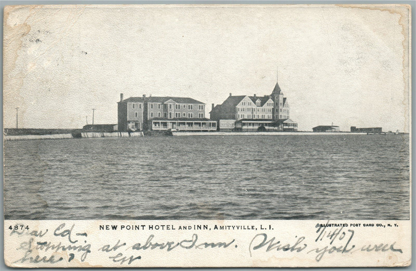 AMITYVILLE LI NY NEW POINT HOTEL & INN ANTIQUE POSTCARD