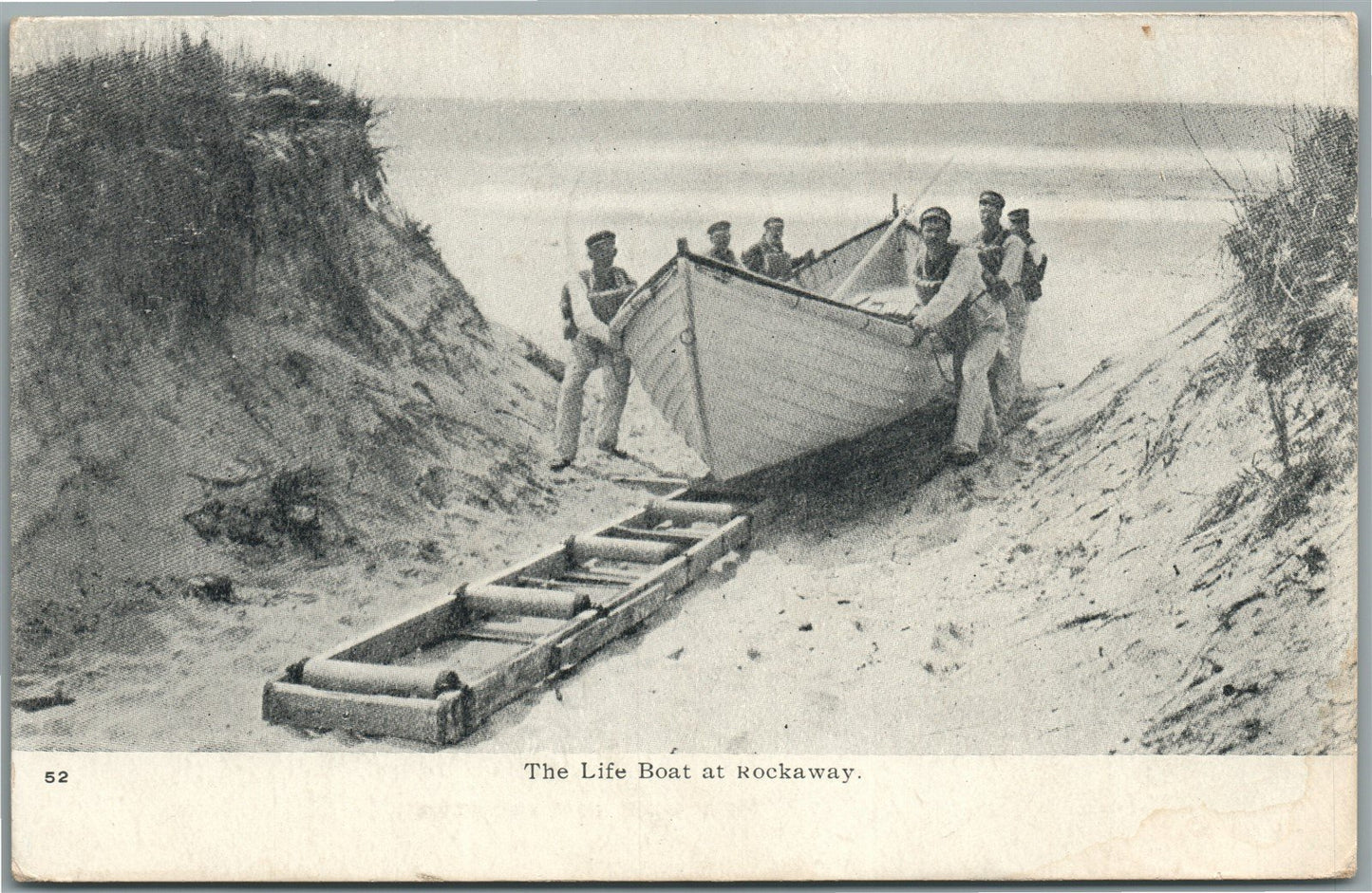 ROCKAWAY NY LIFE BOAT ANTIQUE POSTCARD