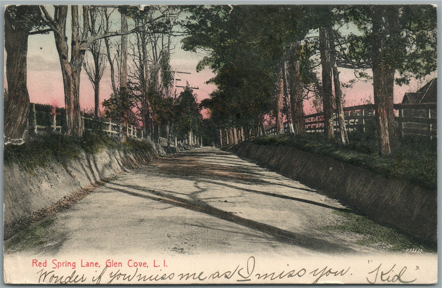 GLEN COVE LI NY RED SPRING LANE ANTIQUE POSTCARD