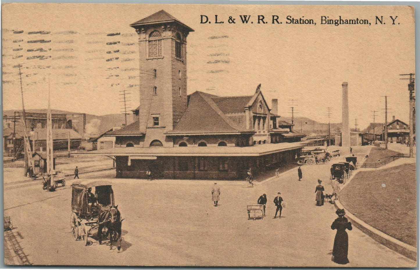 BINGHAMPTON NY RAILROAD STATION RAILWAY DEPOT ANTIQUE POSTCARD