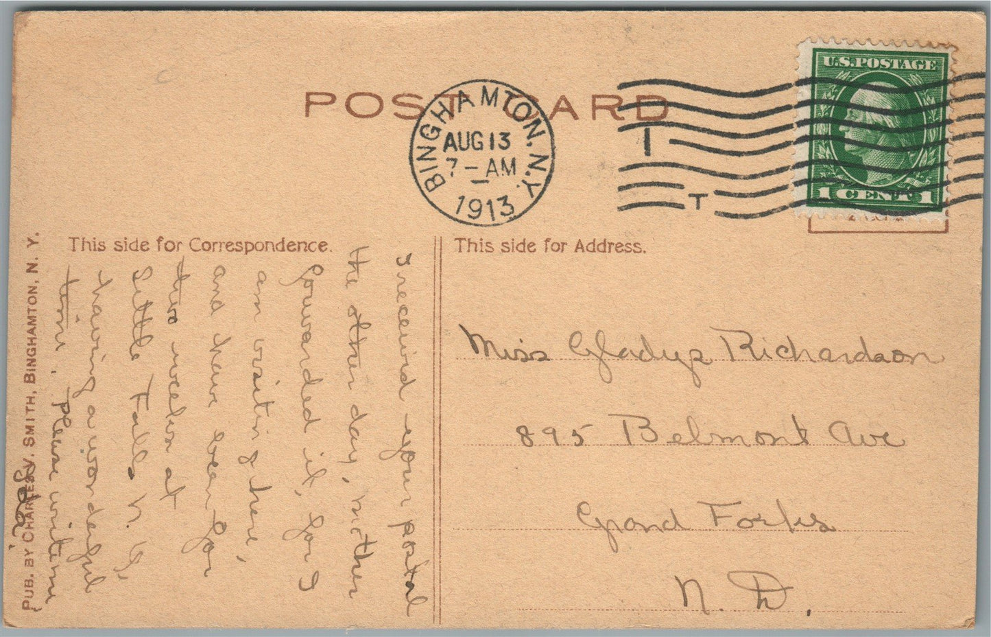 BINGHAMPTON NY RAILROAD STATION RAILWAY DEPOT ANTIQUE POSTCARD