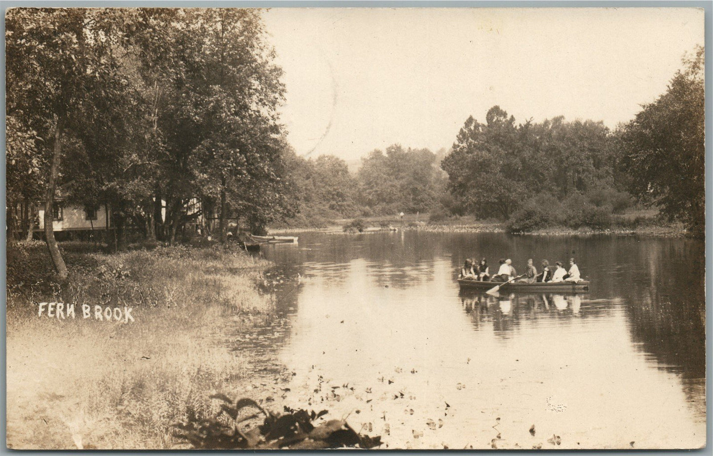 FERN BROOK PA BOATING ANTIQUE REAL PHOTO POSTCARD RPPC