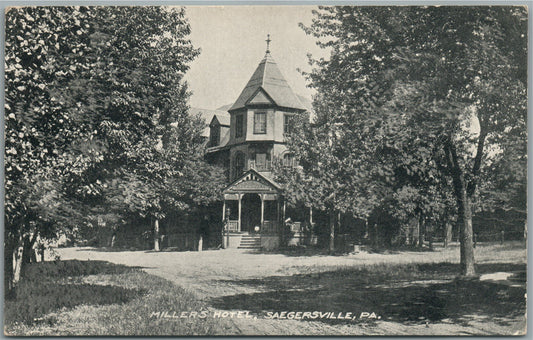 SAEGERSVILLE PA MILLER'S HOTEL ANTIQUE POSTCARD