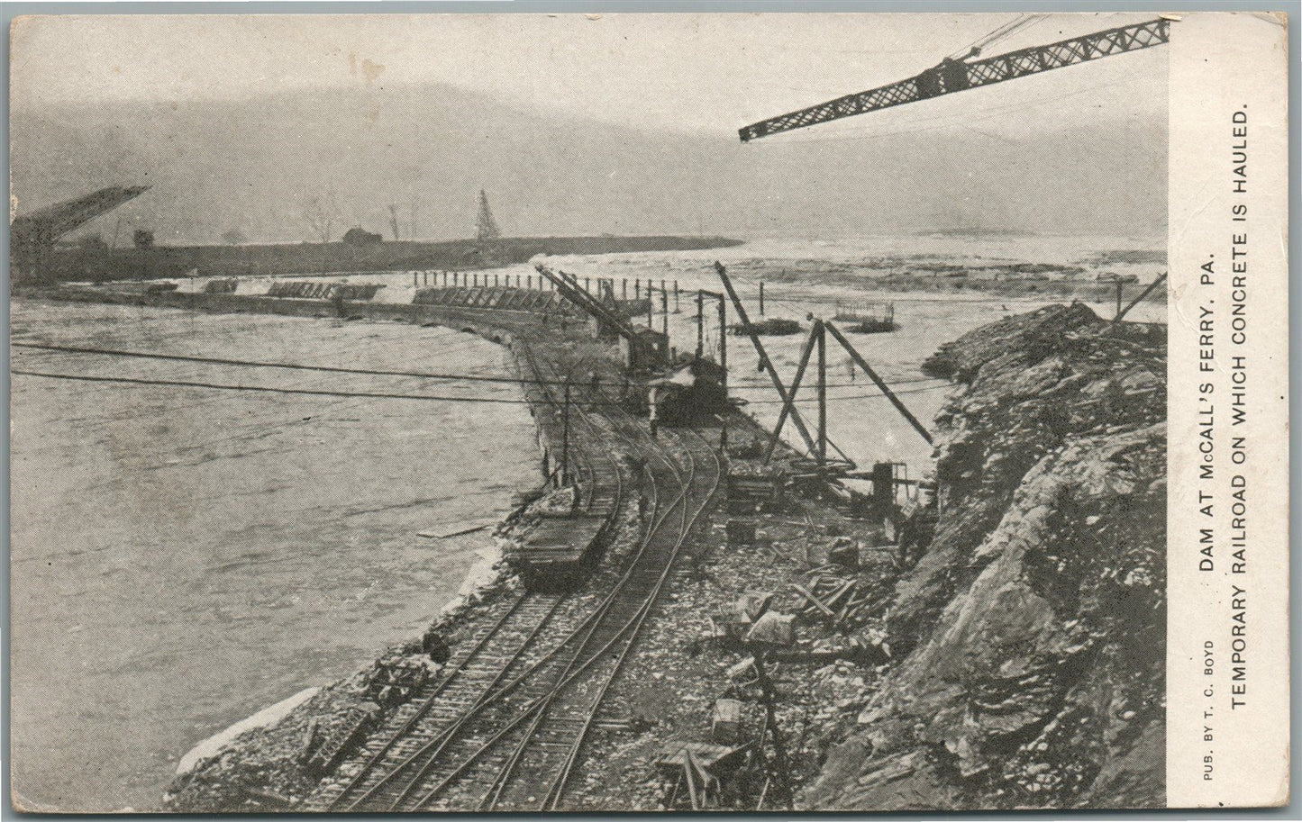 McCALL'S FERRY PA DAM TEMPORARY RAILROAD ANTIQUE POSTCARD