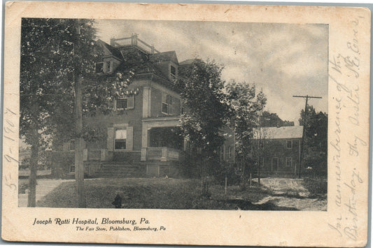 BLOOMSBURG PA JOSEPH RATTI HOSPITAL ANTIQUE POSTCARD