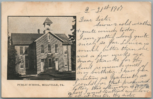 MILLVILLE PA PUBLIC SCHOOL ANTIQUE POSTCARD