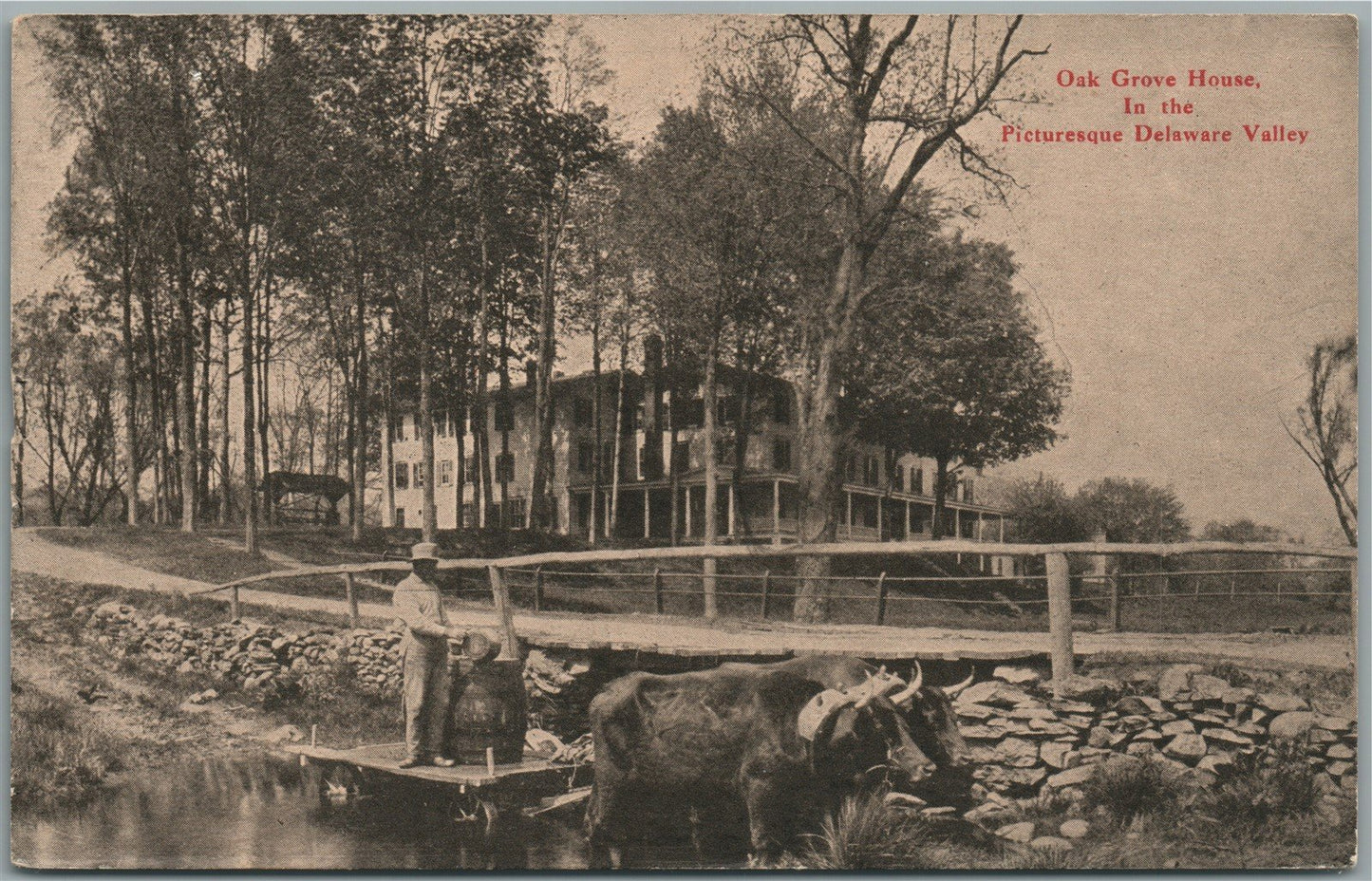 DELAWARE VALLEY PA OAK GROVE HOUSE ANTIQUE POSTCARD