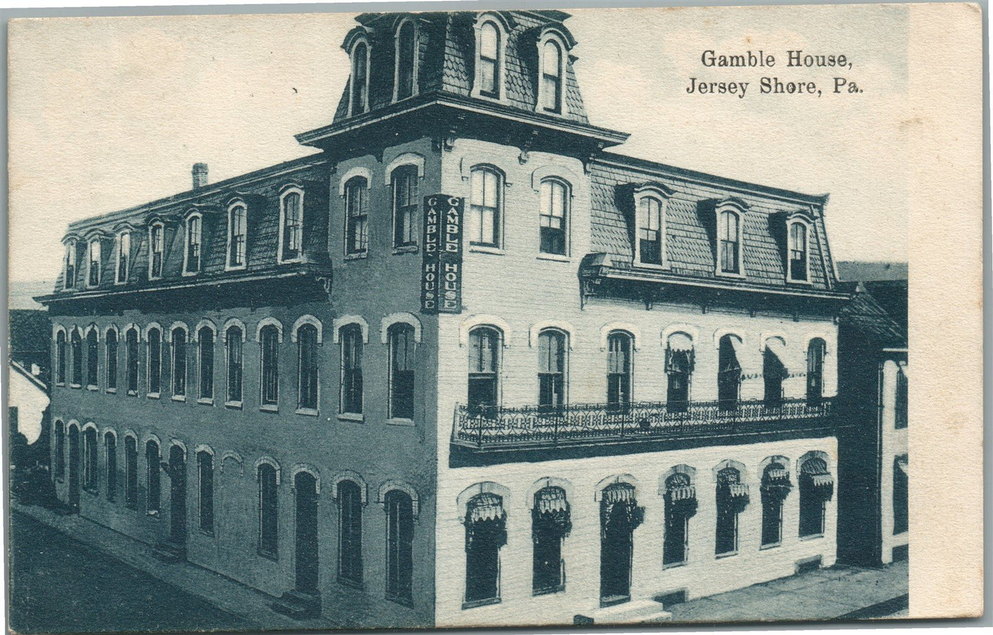 JERSEY SHORE PA GAMBLE HOUSE ANTIQUE POSTCARD