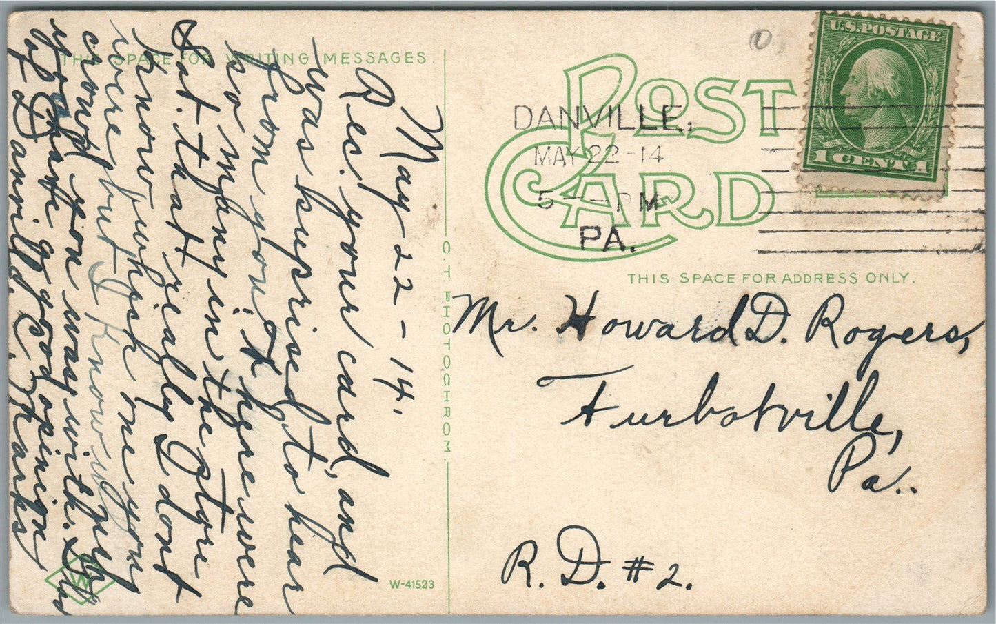 DANVILLE PA MILL STREET ANTIQUE POSTCARD