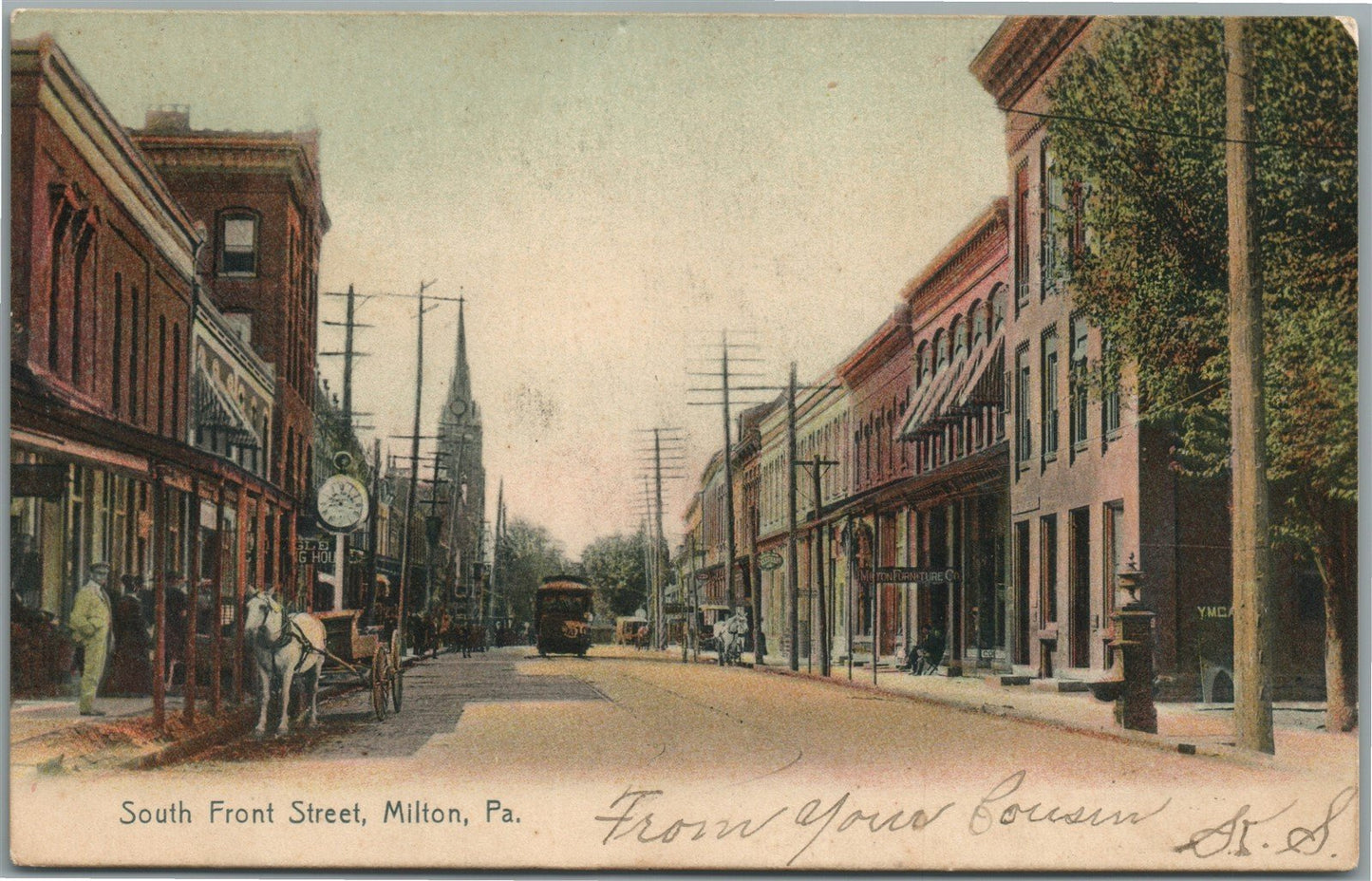 MILTON PA SOUTH FRONT STREET ANTIQUE POSTCARD