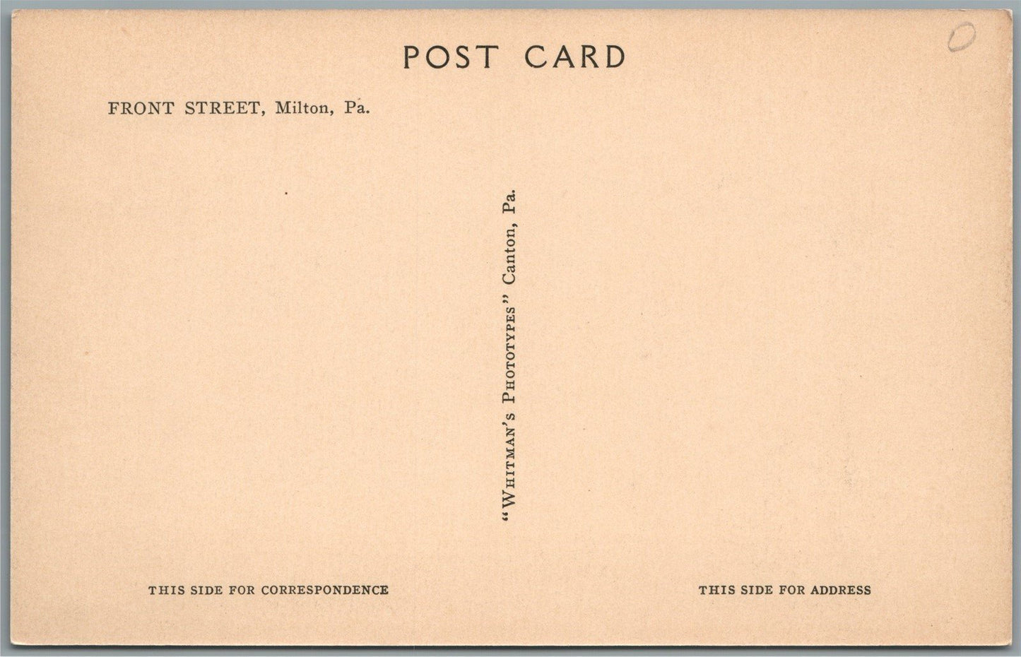 MILTON PA FRONT STREET VINTAGE POSTCARD