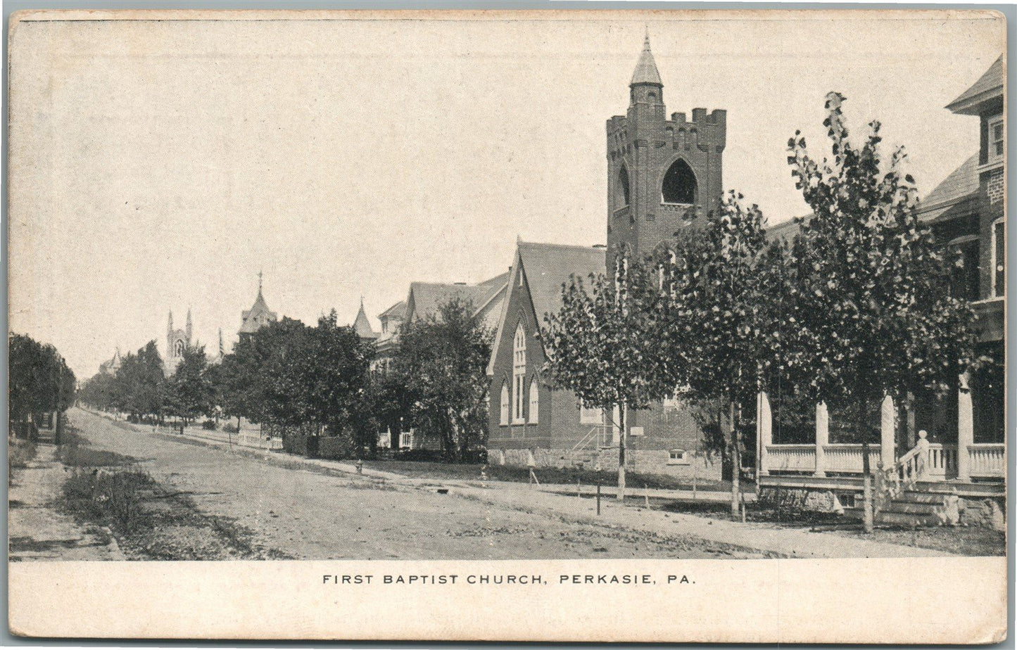 PERKASIE PA FIRST BAPTIST CHURCH ANTIQUE POSTCARD