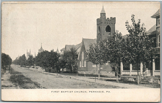 PERKASIE PA FIRST BAPTIST CHURCH ANTIQUE POSTCARD