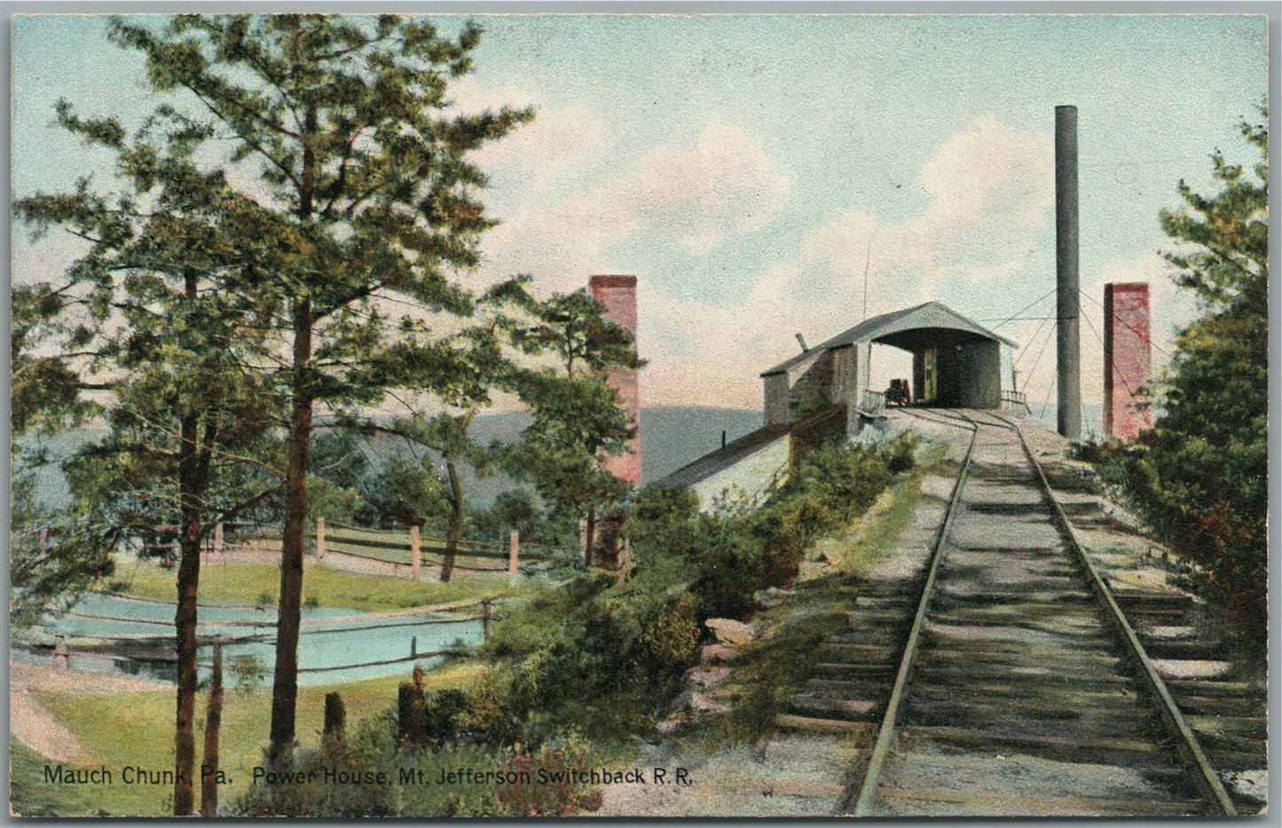 MAUCH CHUNK PA PHILADELPHIA MT.JEFFERSON SWITCHBACK RAILROAD ANTIQUE POSTCARD