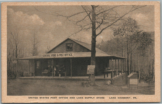 LAKE HARMONY PA POST OFFICE & SUPPLY STORE ANTIQUE POSTCARD