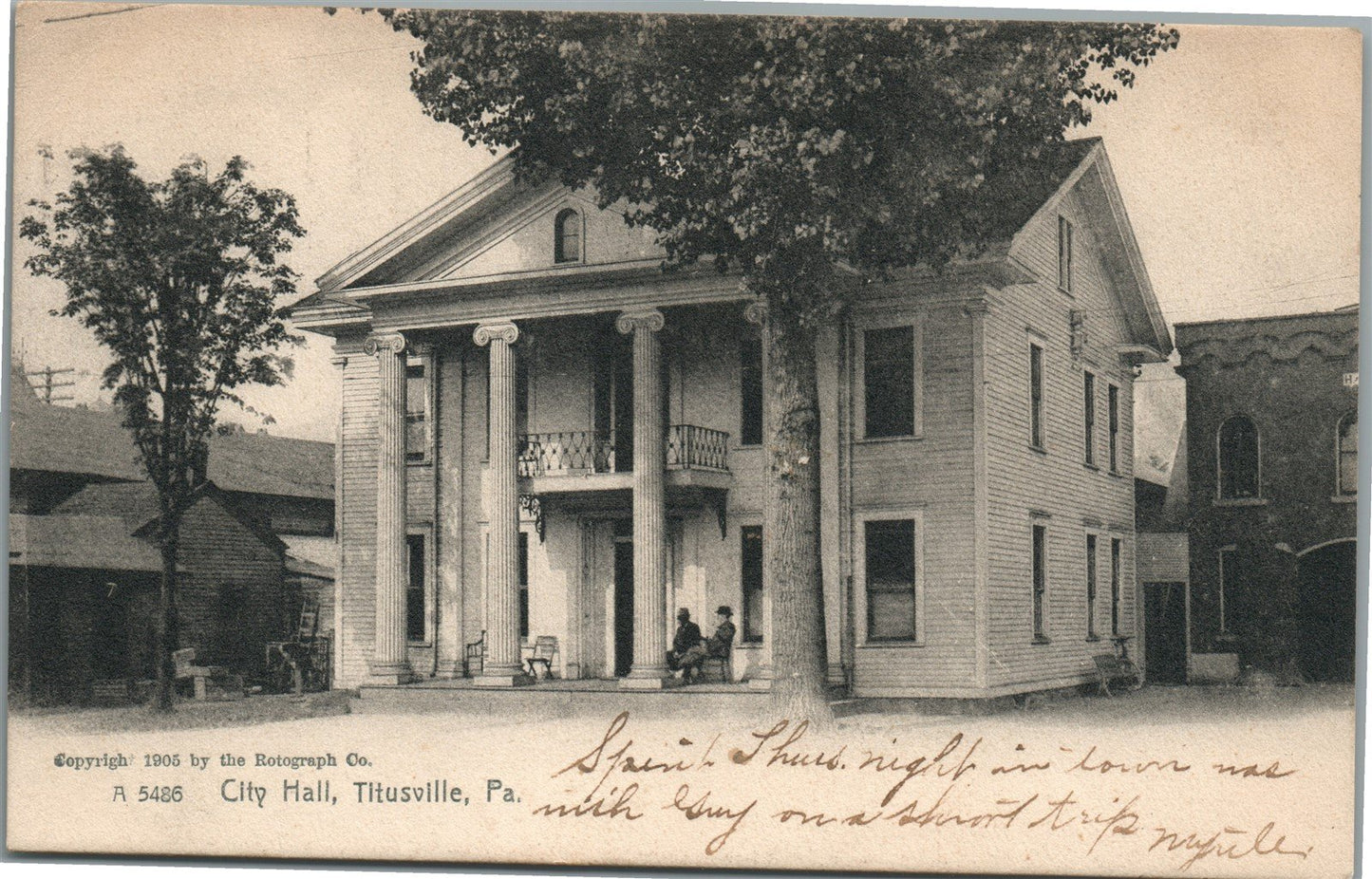TITUSVILLE PA CITY HALL ANTIQUE POSTCARD
