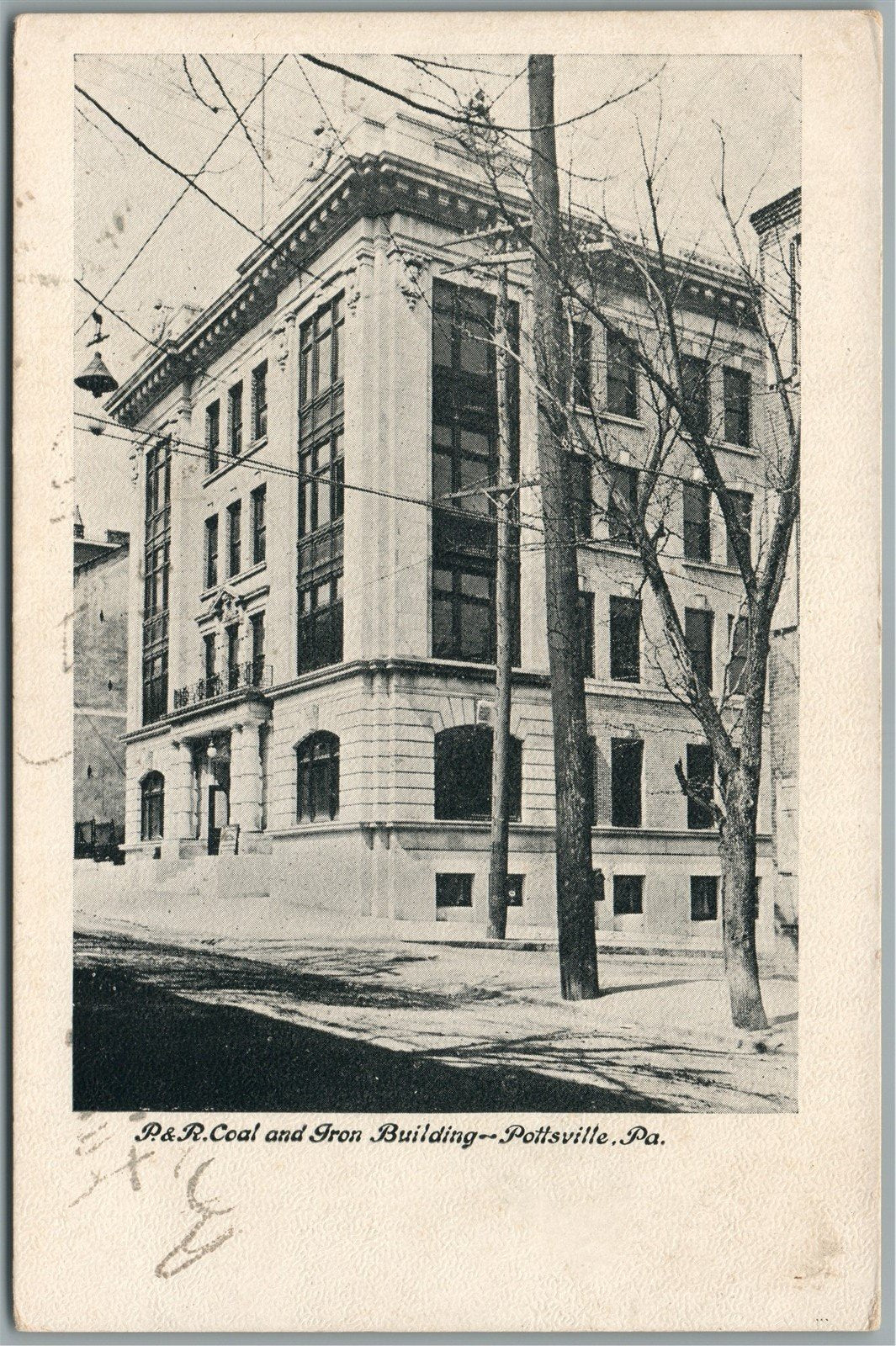 POTTSVILLE PA COAL & IRON BUILDING ANTIQUE POSTCARD
