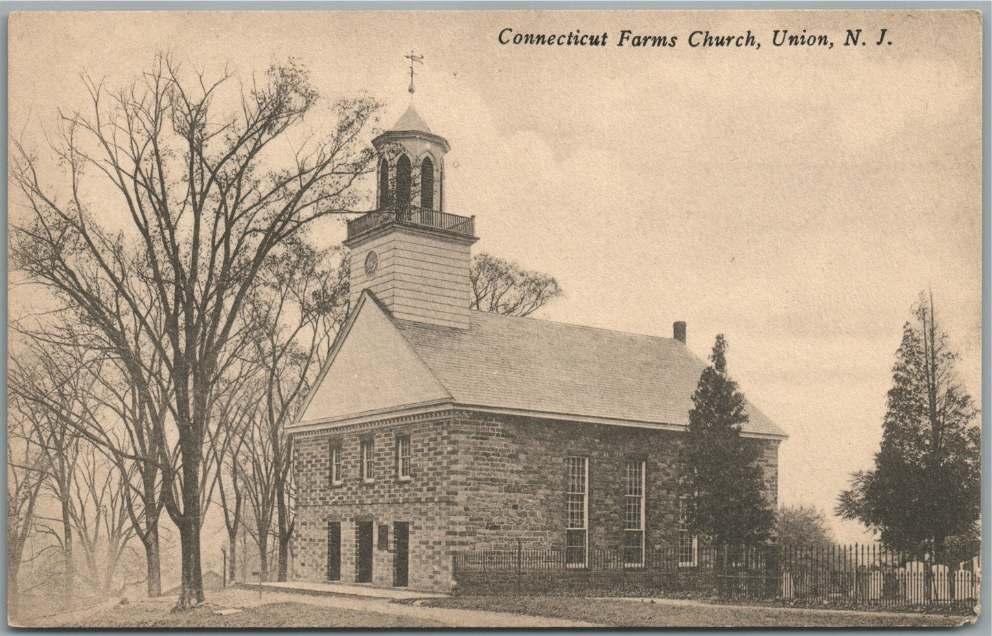 UNION NJ CONNECTICUT FARMS CHURCH ANTIQUE POSTCARD