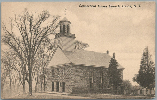 UNION NJ CONNECTICUT FARMS CHURCH ANTIQUE POSTCARD