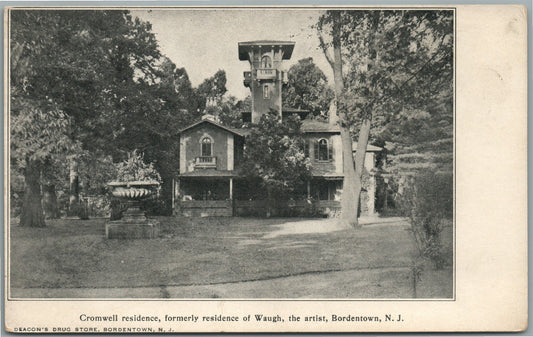 BORDENTOWN NJ CROMWELL RESIDENCE ANTIQUE POSTCARD
