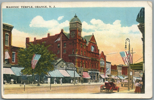 ORANGE NJ MASONIC TEMPLE ANTIQUE POSTCARD