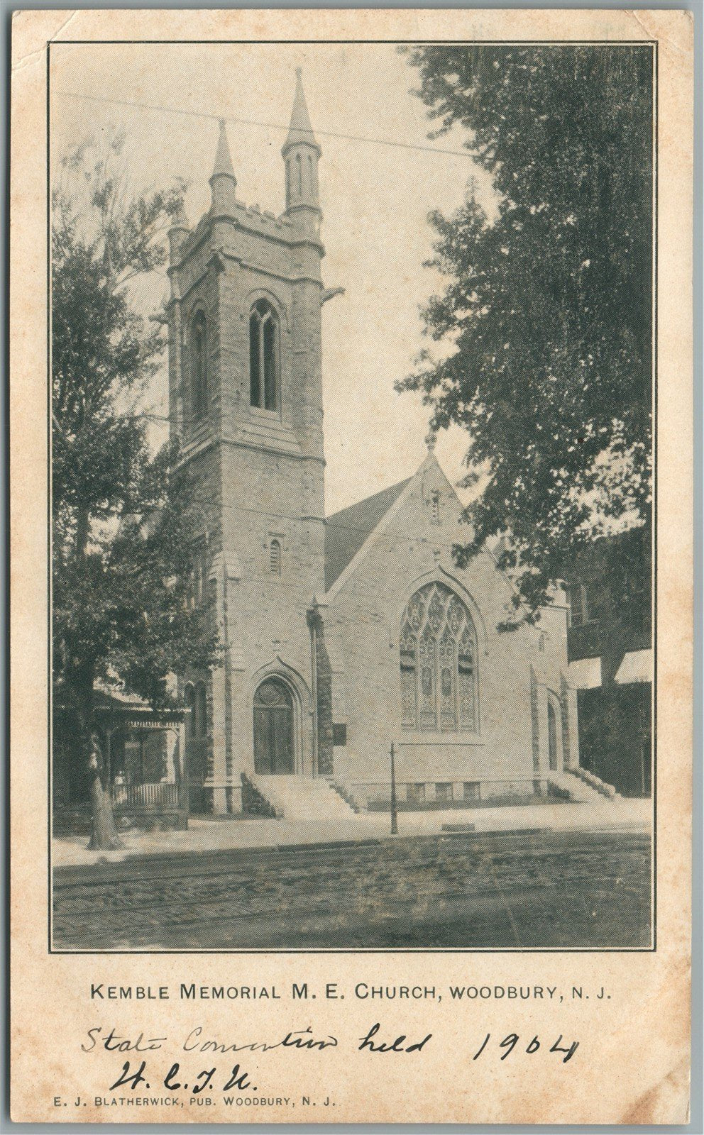 WOODBURY NJ KEMBLE MEMORIAL ME CHURCH ANTIQUE POSTCARD