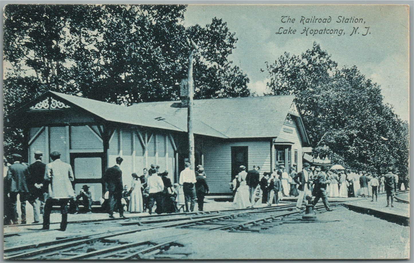 LAKE HOPATKONG NJ RAILROAD STATION RAILWAY DEPOT ANTIQUE POSTCARD