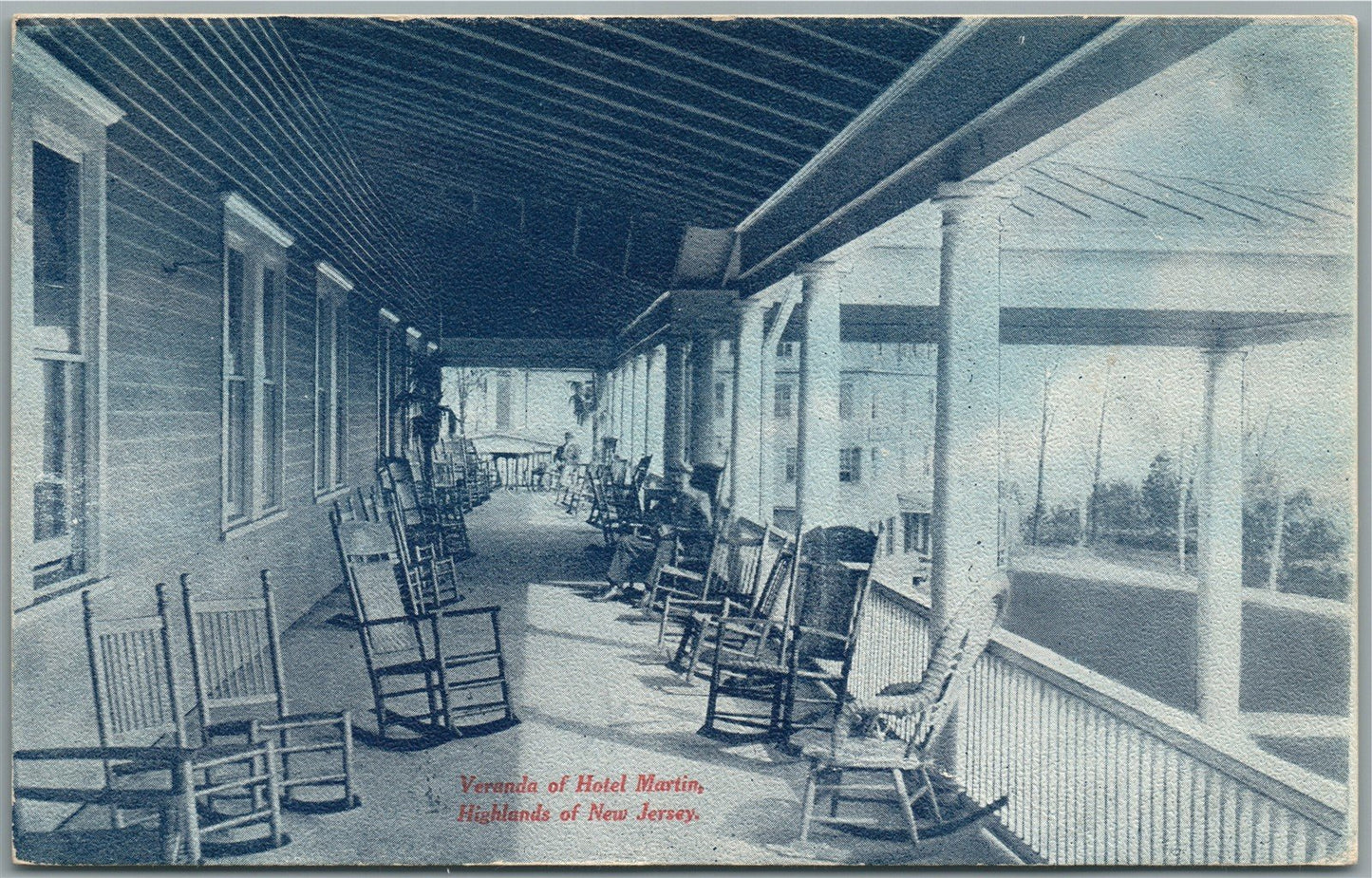 HIGHLANDS OF NEW JERSEY HOTEL MARTIN VERANDA ANTIQUE POSTCARD