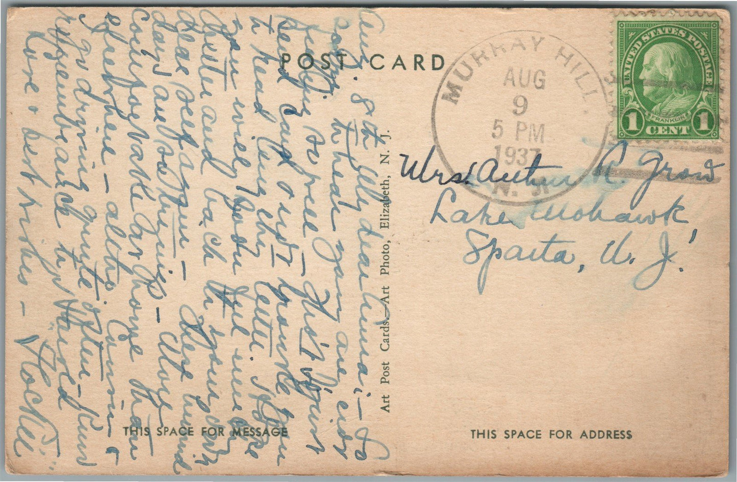PLAINFIELD NJ JOHNSON'S DRIVE ANTIQUE POSTCARD