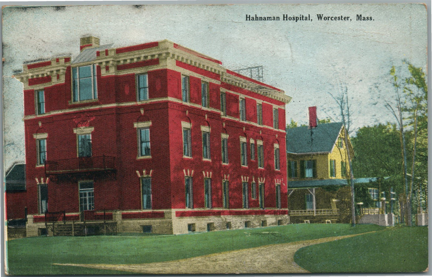 WORCESTER MA HAHNAMAN HOSPITAL ANTIQUE POSTCARD