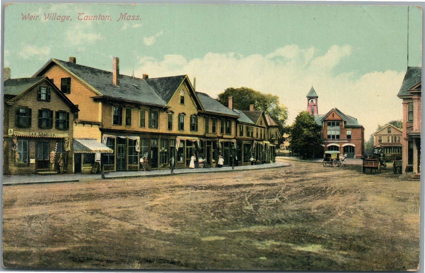 TAUNTON MA WEIR VILLAGE ANTIQUE POSTCARD