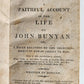 1814 FAITHFUL ACCOUNT of the LIFE of JOHN BUNYAN antique AMERICANA Exeter