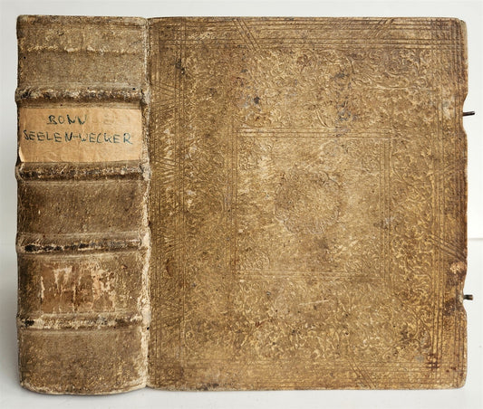 1719 THEOLOGY BOOK in GERMAN antique PIGSKIN BINDING