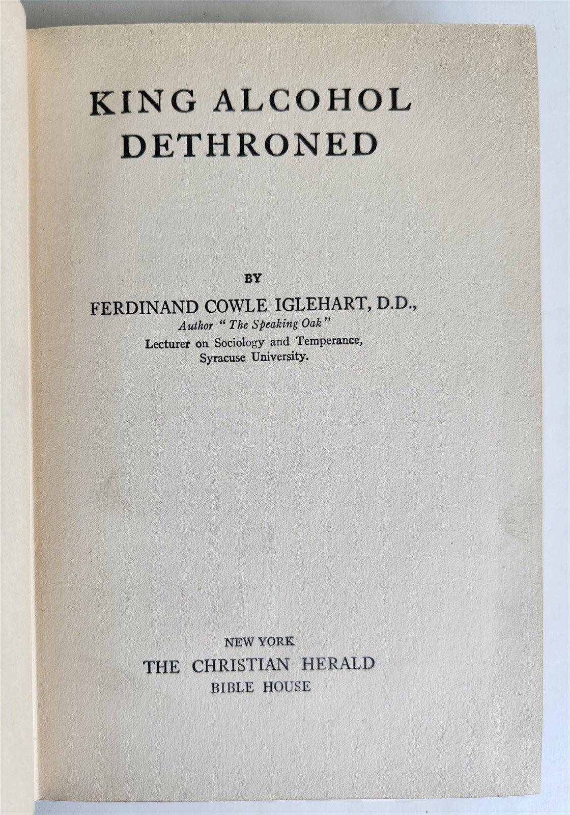 1917 KING ALCOHOL DETHRONED by Ferdinand Cowle Iglehart antique