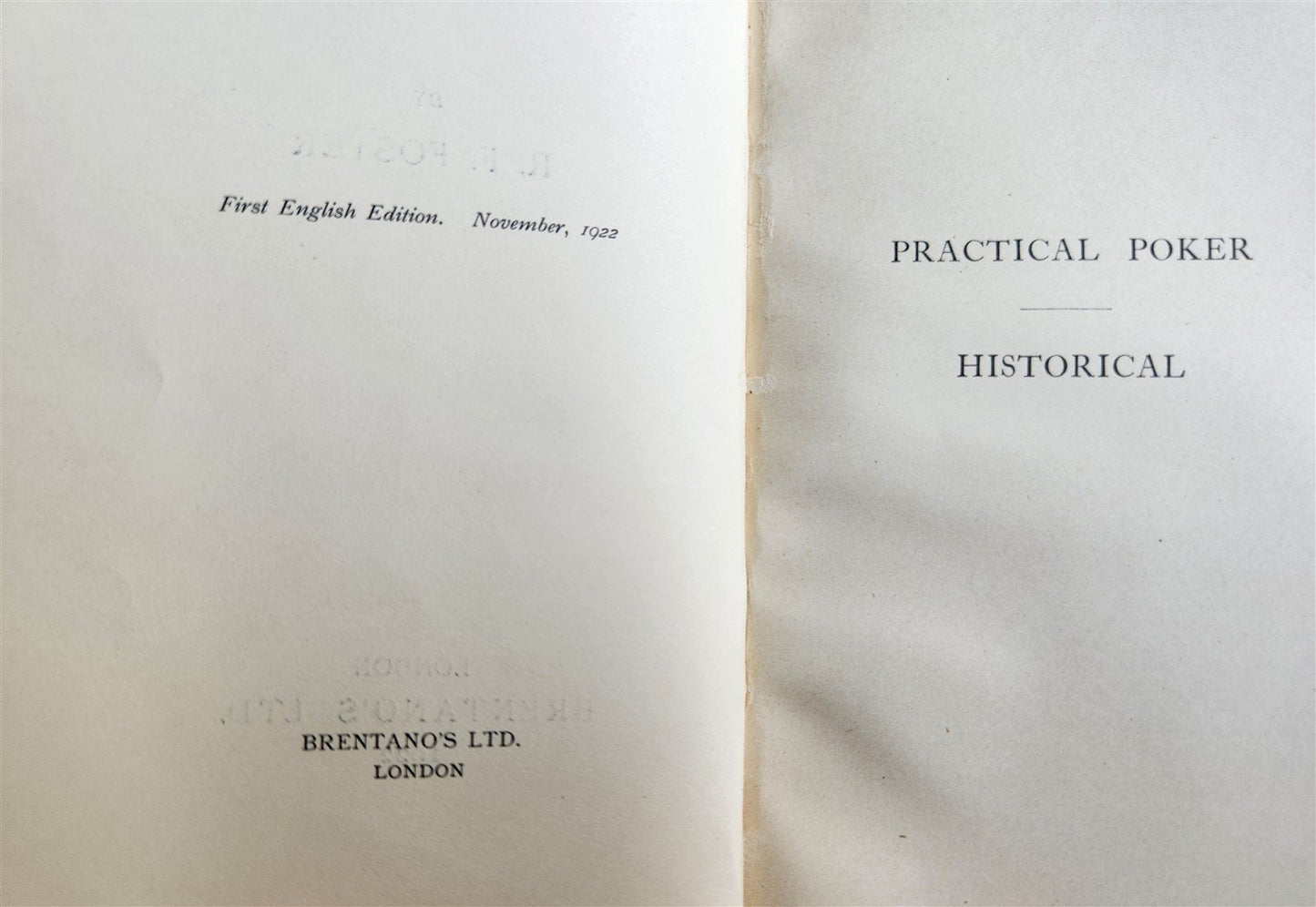1922 PRACTICAL POKER by R.F. FOSTER antique ILLUSTRATED