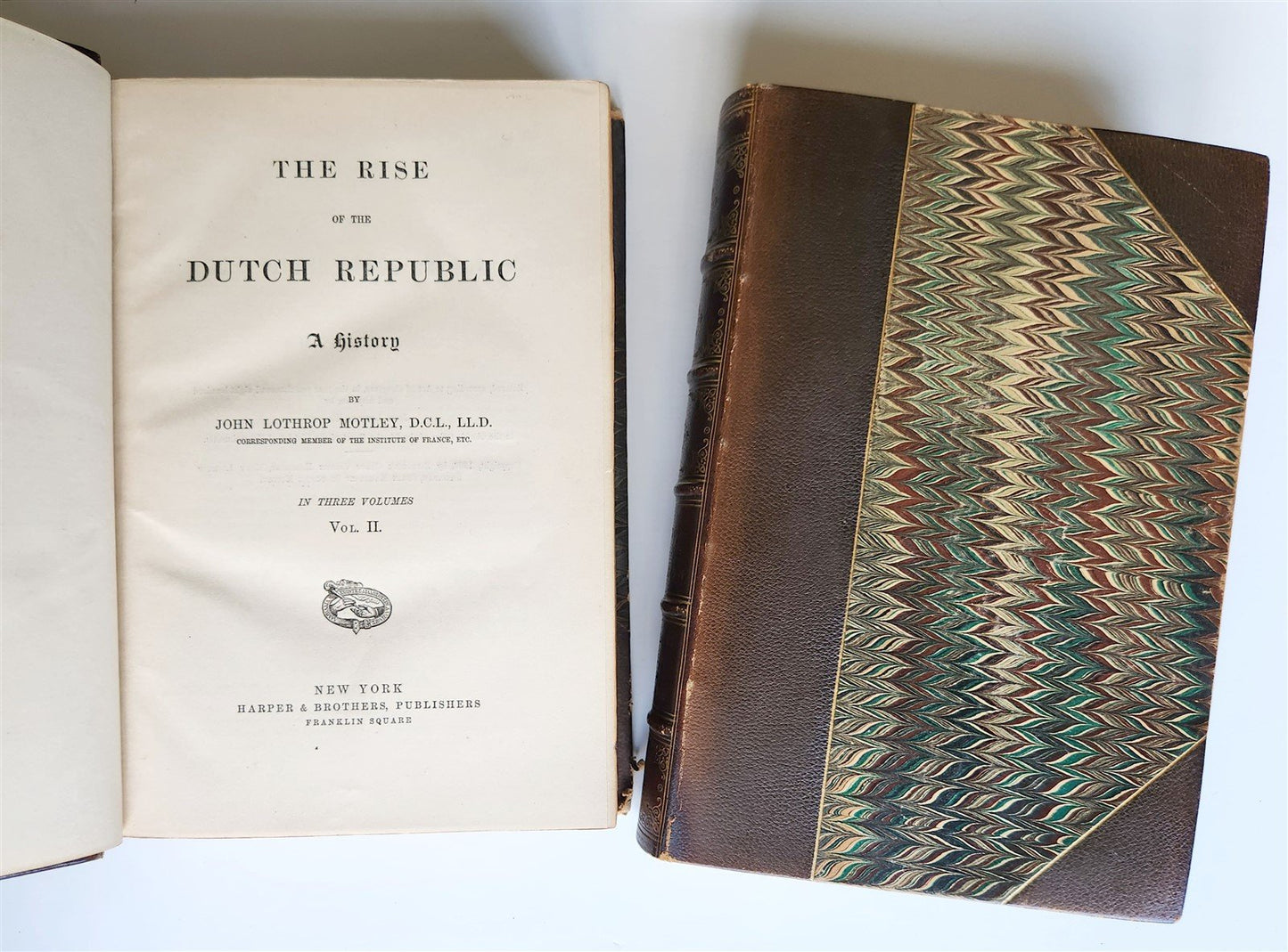 1883 THE RISE OF DUTCH REPUBLIC HISTORY by J.Motley 3 volumes ANTIQUE in ENGLISH