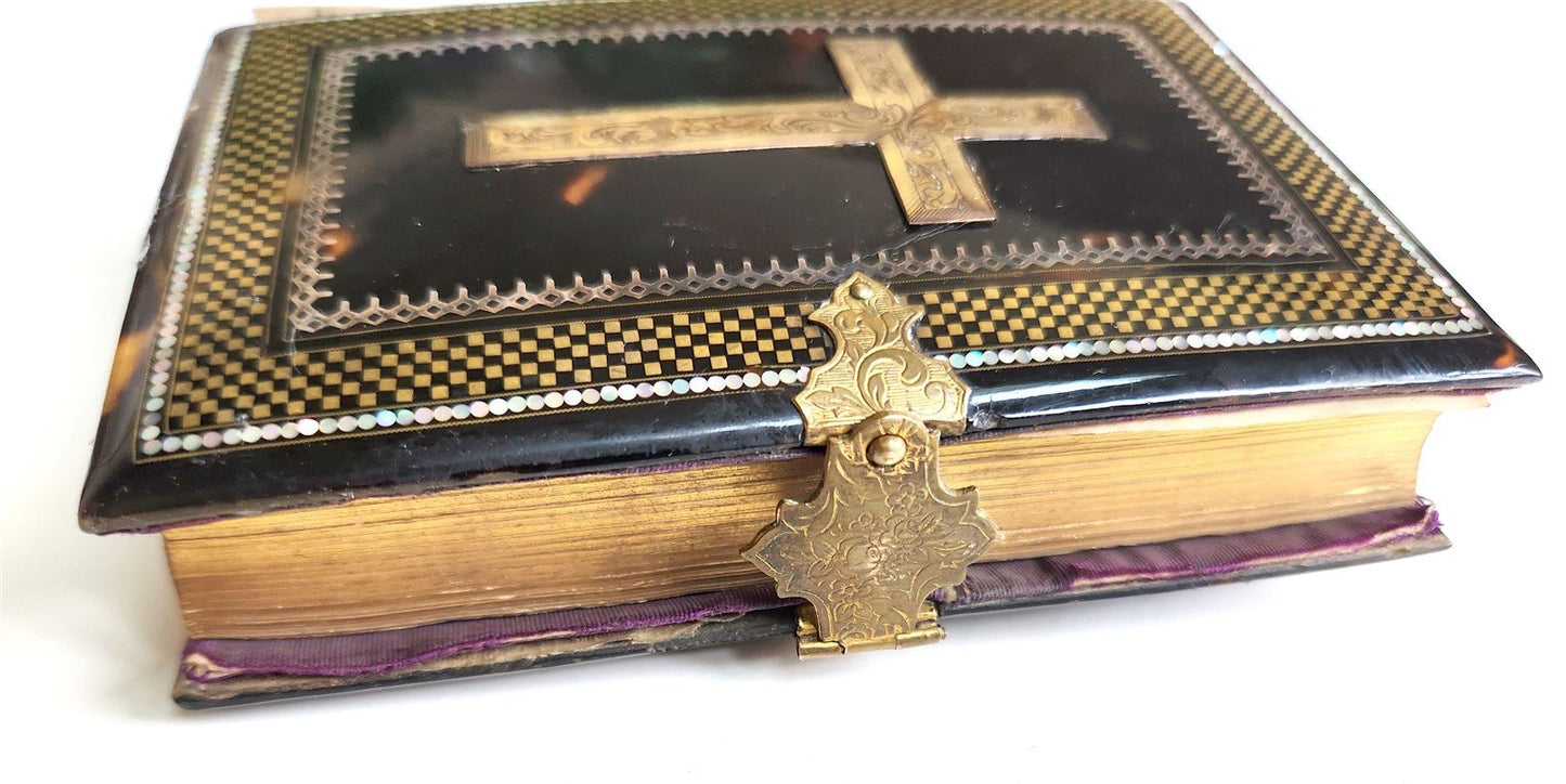 1865 TORTOISESHELL BINDING COMMON PRAYER BOOK & PSALMS in ENGLISH antique