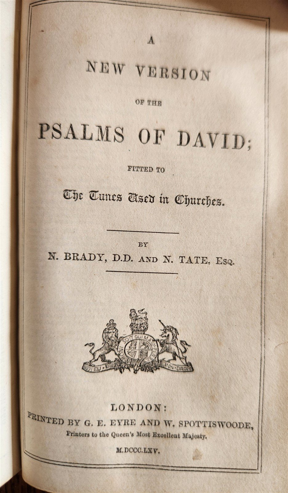 1865 TORTOISESHELL BINDING COMMON PRAYER BOOK & PSALMS in ENGLISH antique
